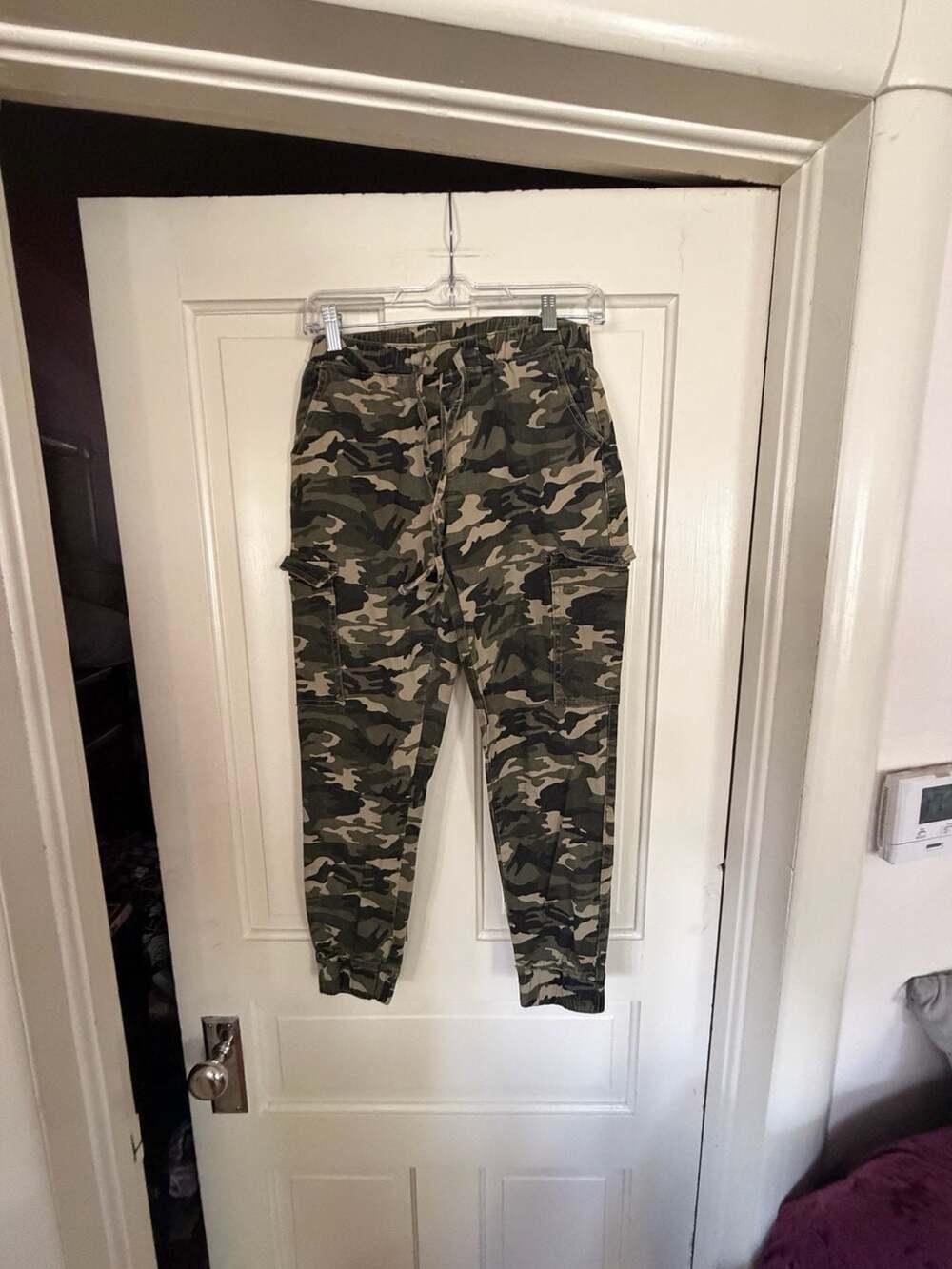 Almost Famous Women's Green Camouflage Cargo Jogger Pants